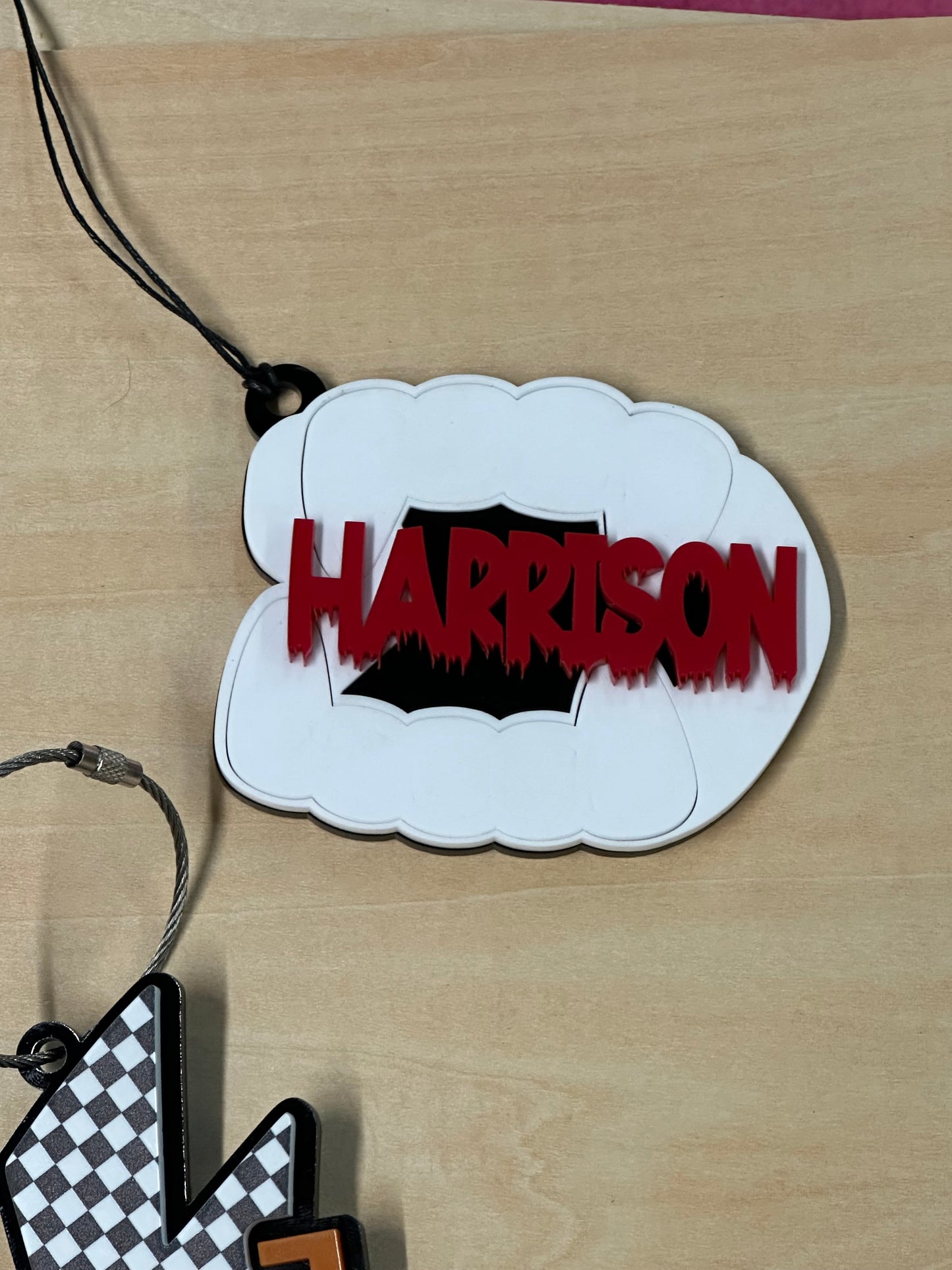 Vampire teeth Halloween bag tag