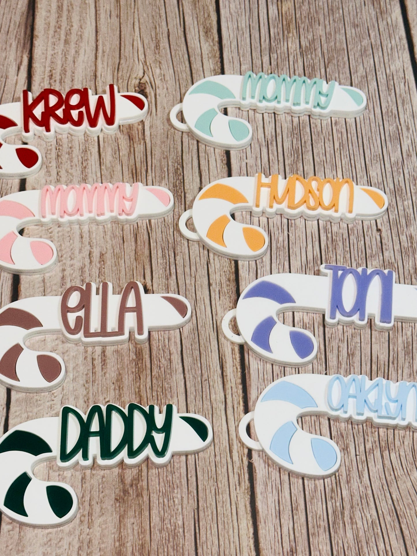 Candy cane acrylic name ornaments