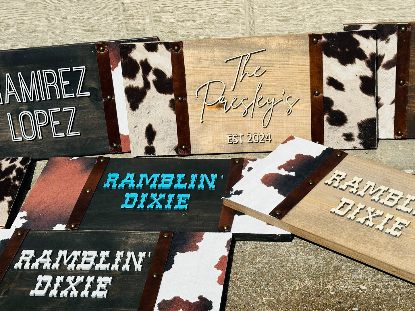 Faux Cow hide plaques- PRE ORDER: ❌ CLOSES 3/16