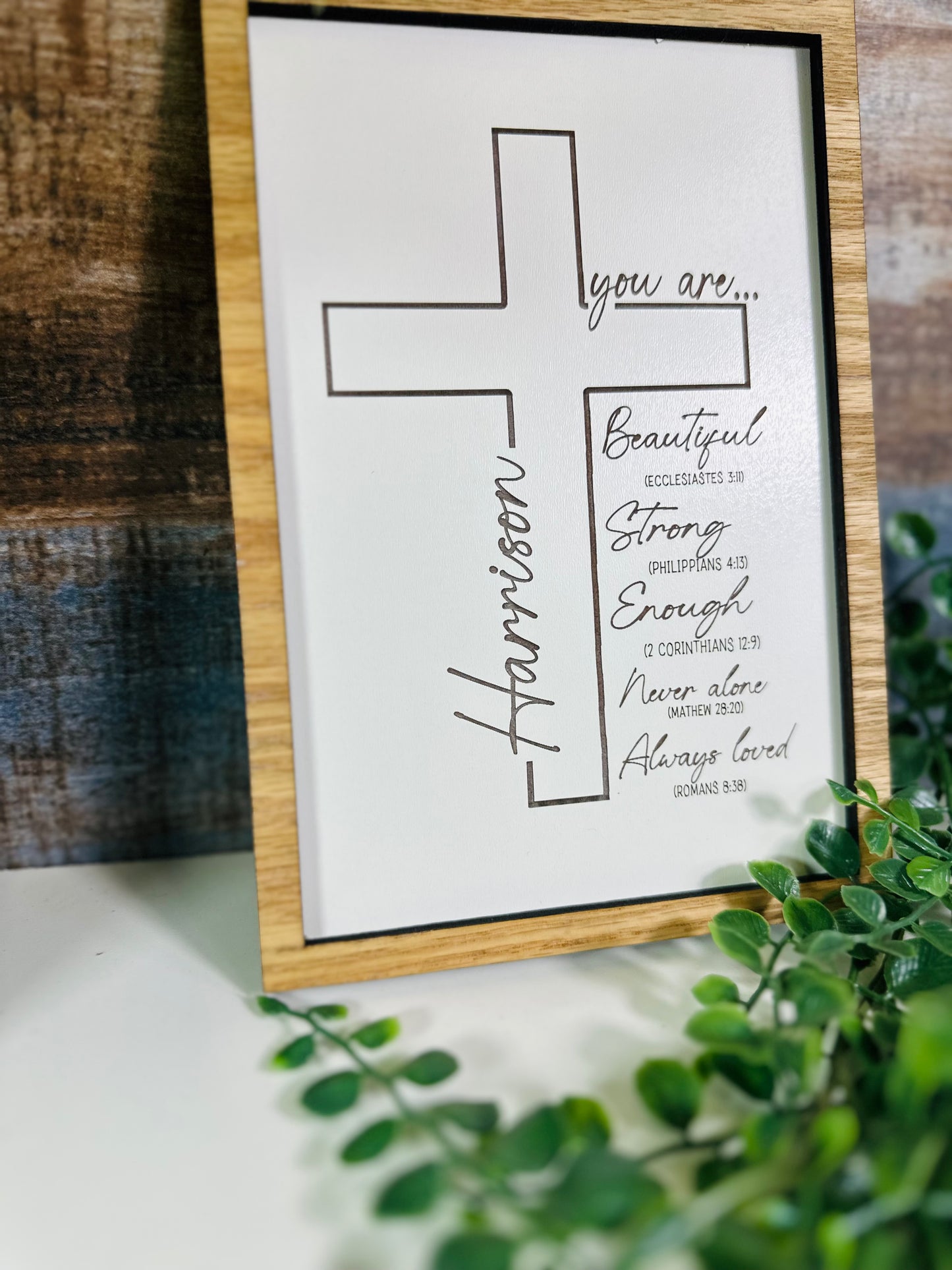 Affirmation scripture cross plaque
