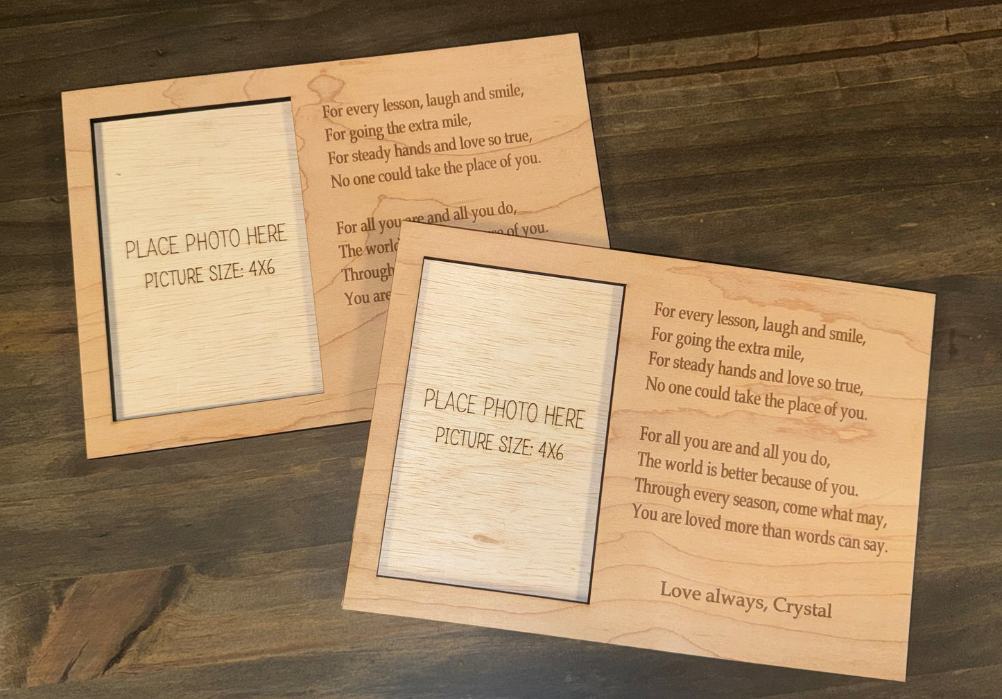 Custom photo frame with poem