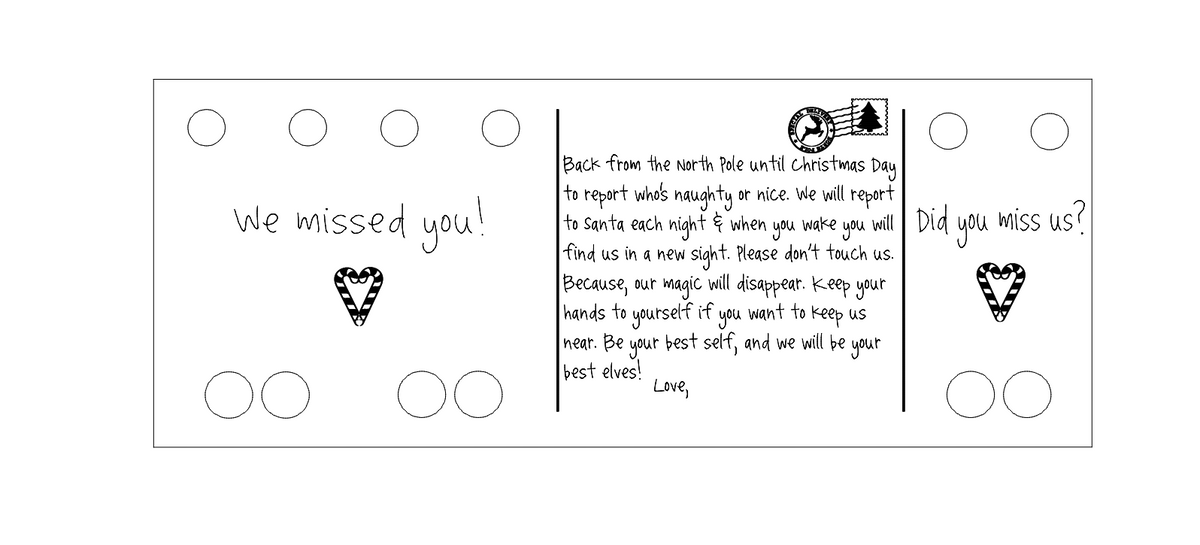 Elf welcome back cards