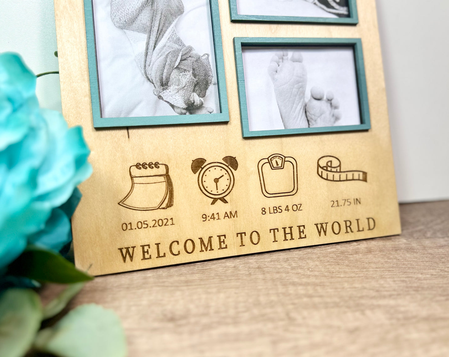 Birth stats collage frame