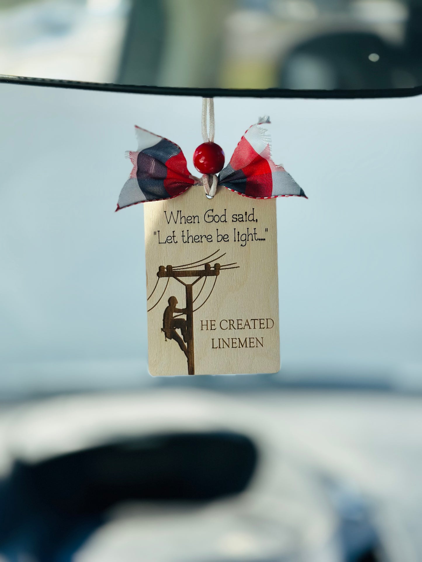 Let there be light Linemen car charm
