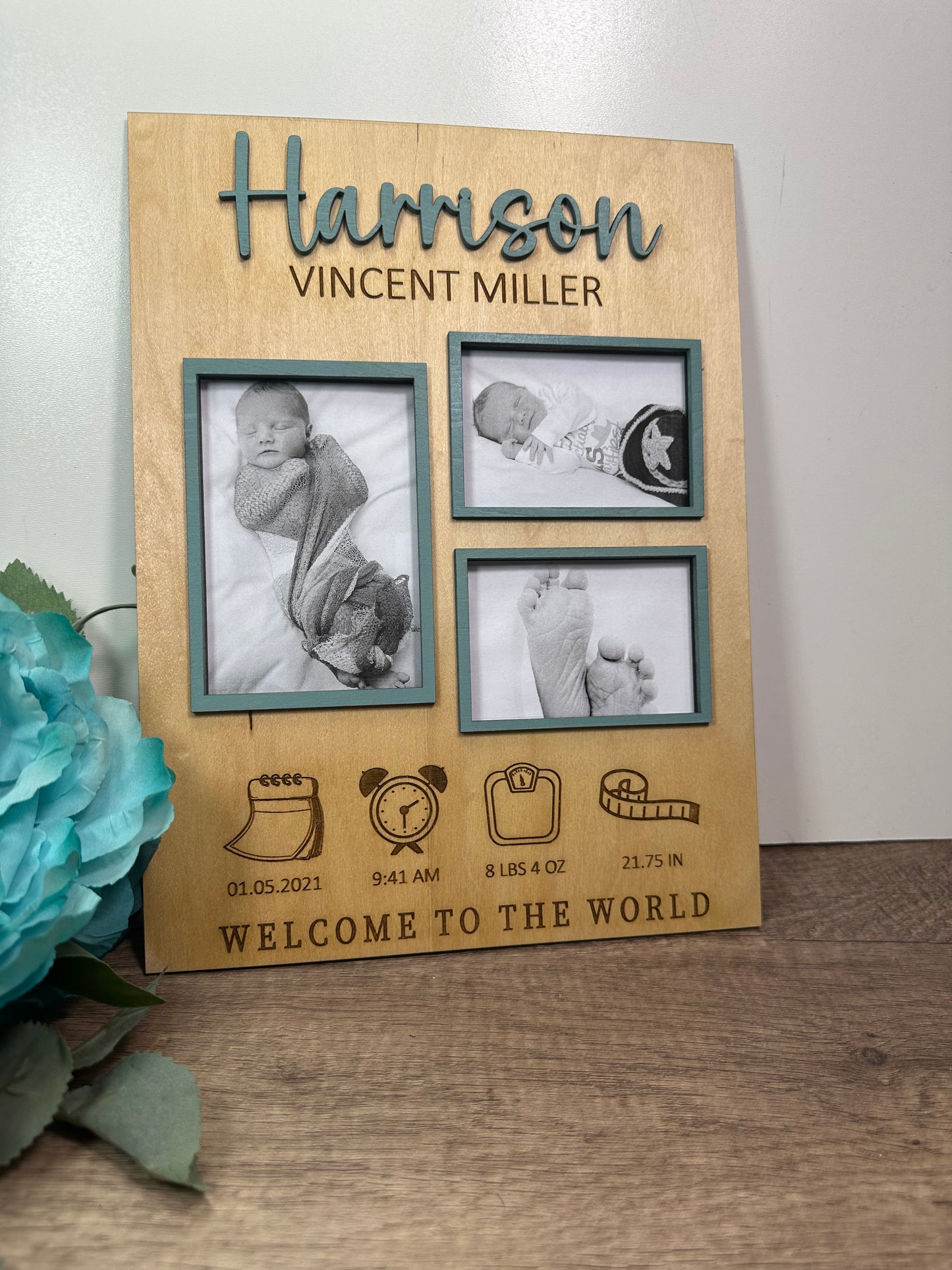Birth stats collage frame