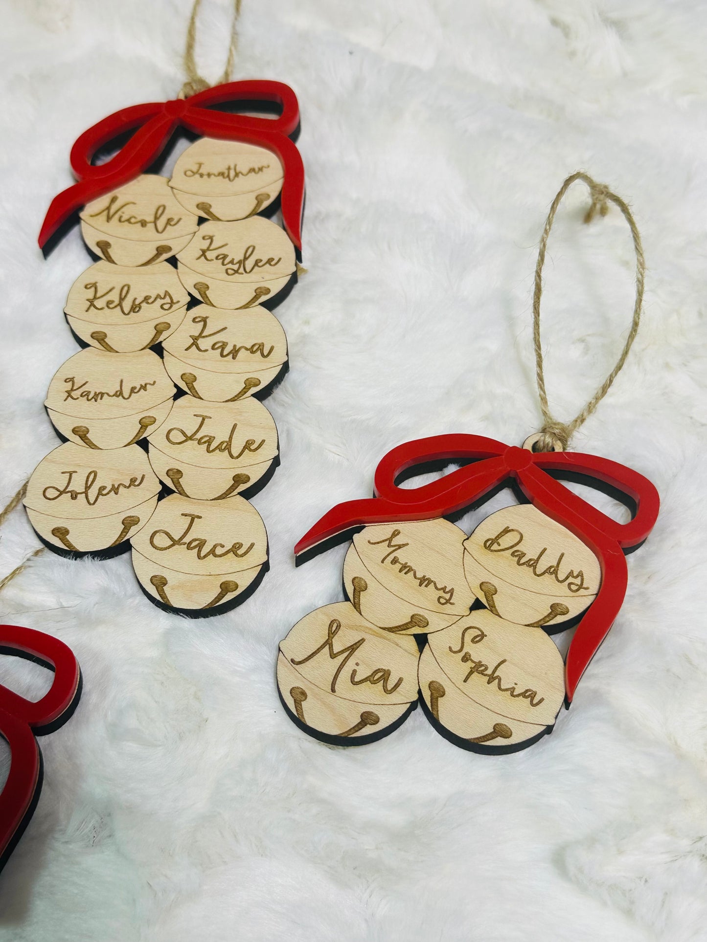 Jingle bells family ornaments