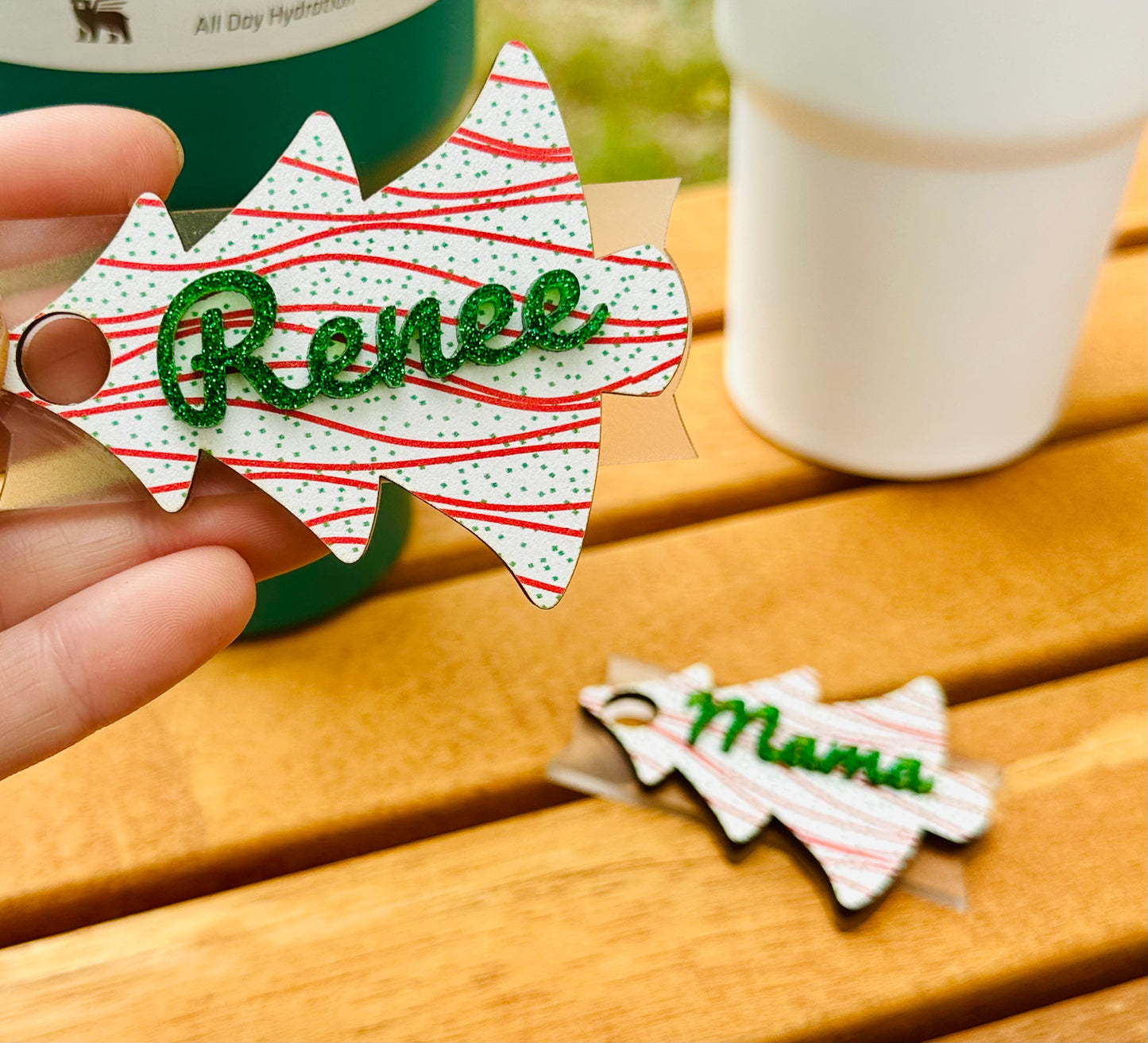 Christmas tree cake name topper