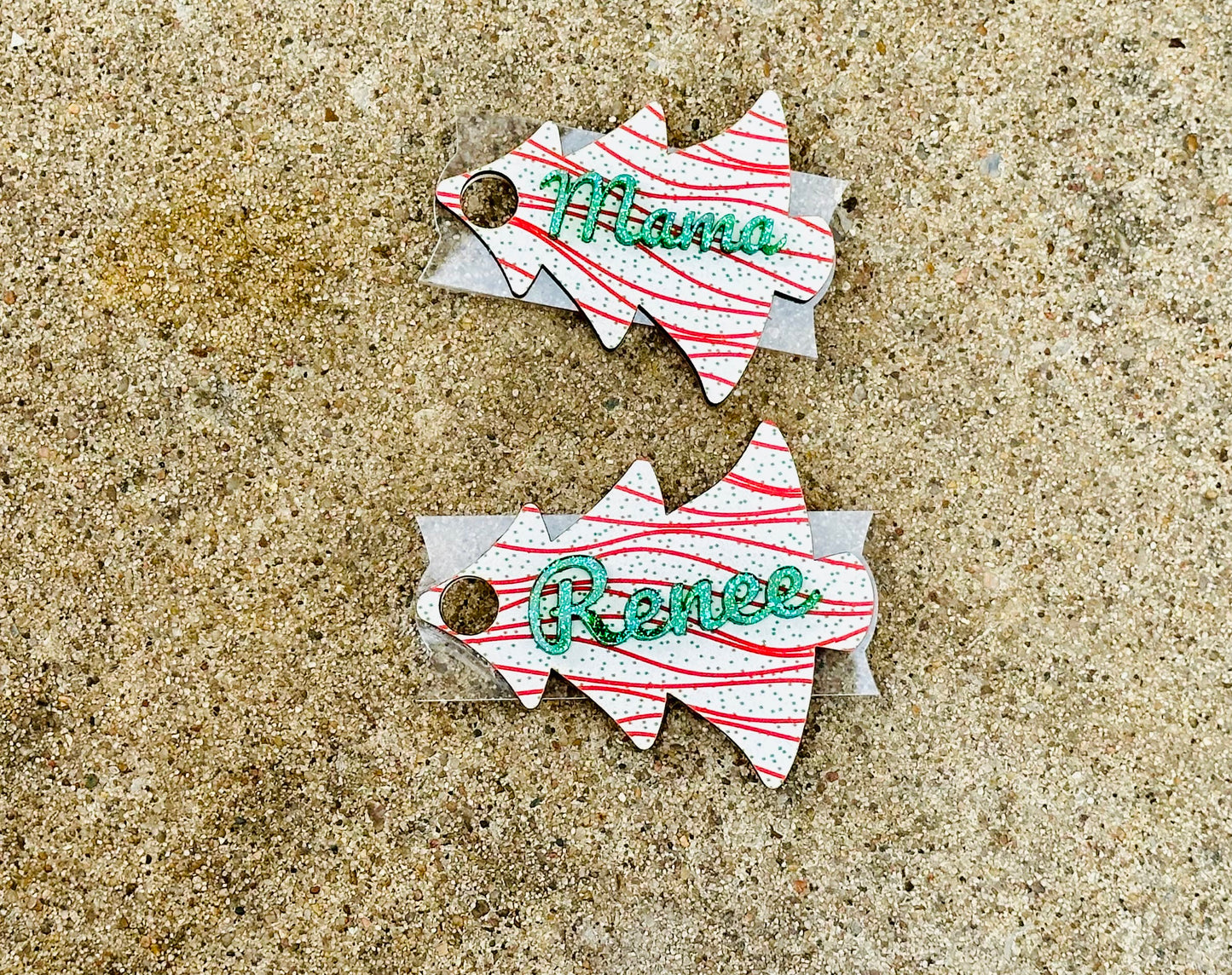 Christmas tree cake name topper