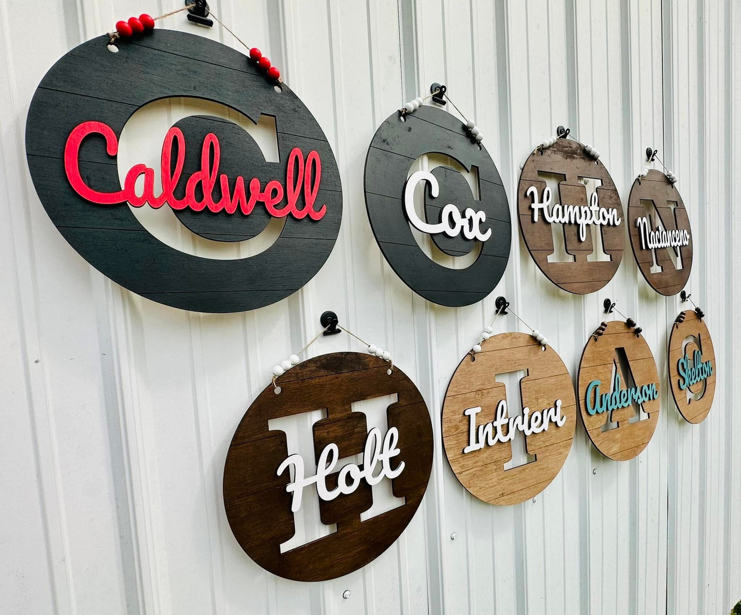 Faux shiplap initial monogram door hanger