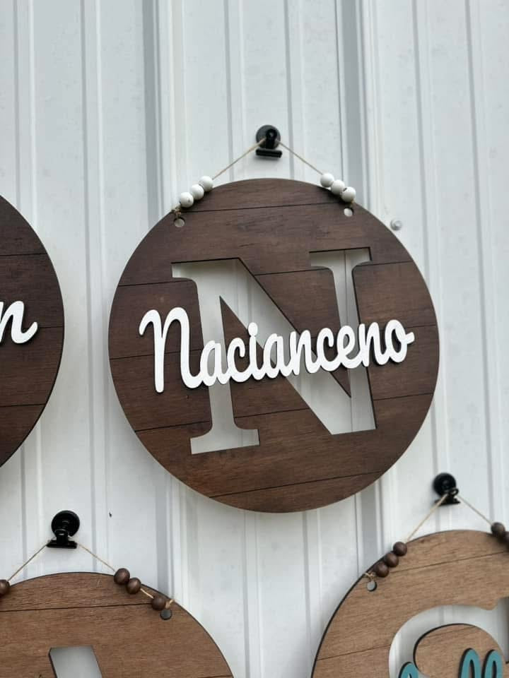 Faux shiplap initial monogram door hanger