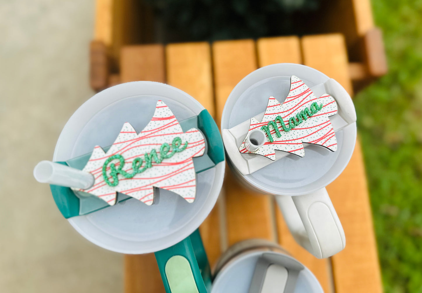Christmas tree cake name topper