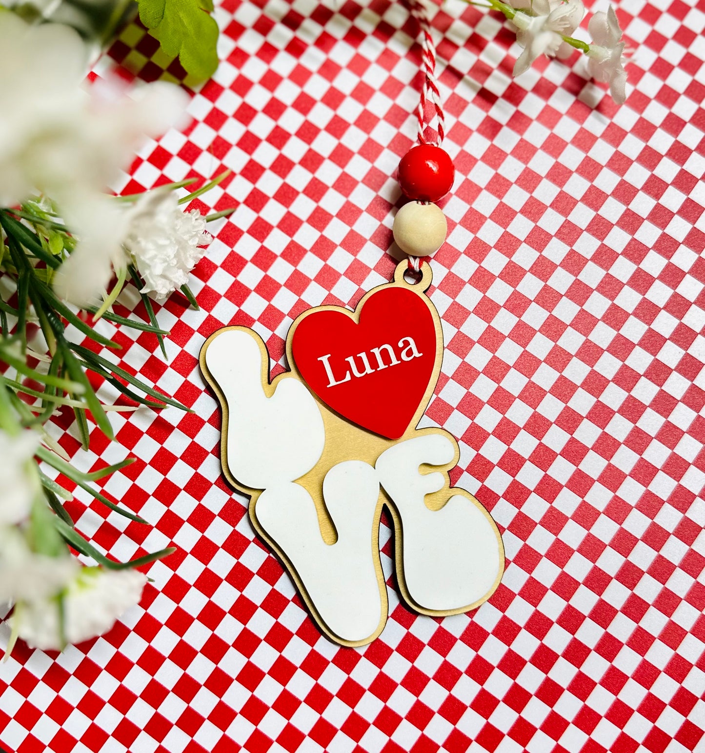 Retro LOVE personalized bag tag