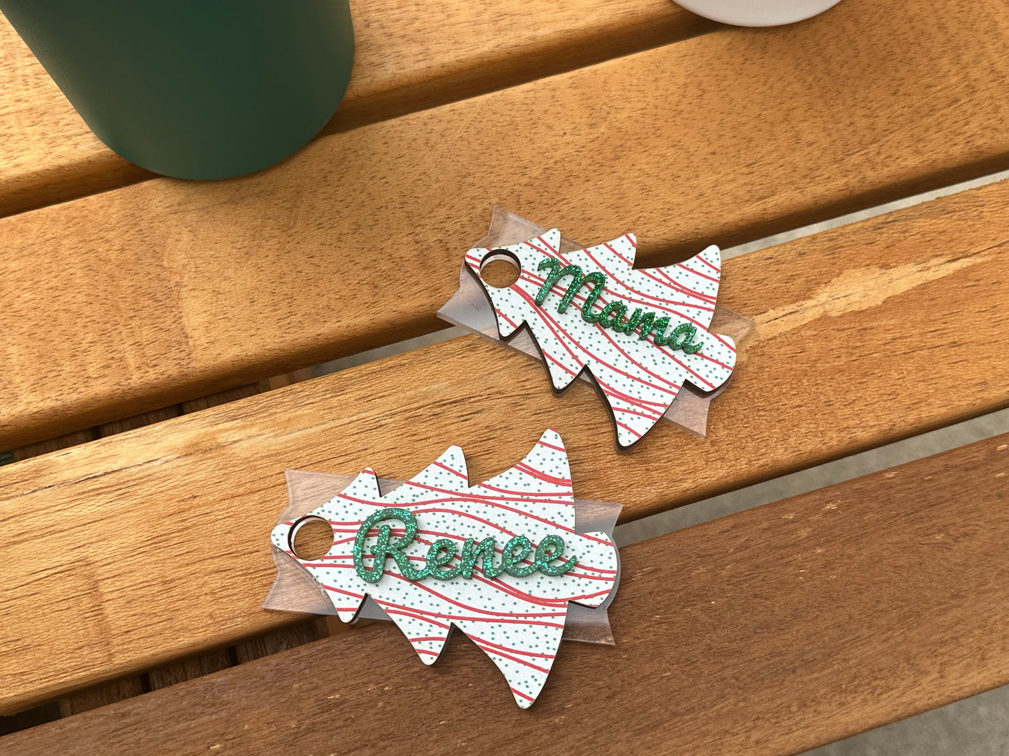 Christmas tree cake name topper