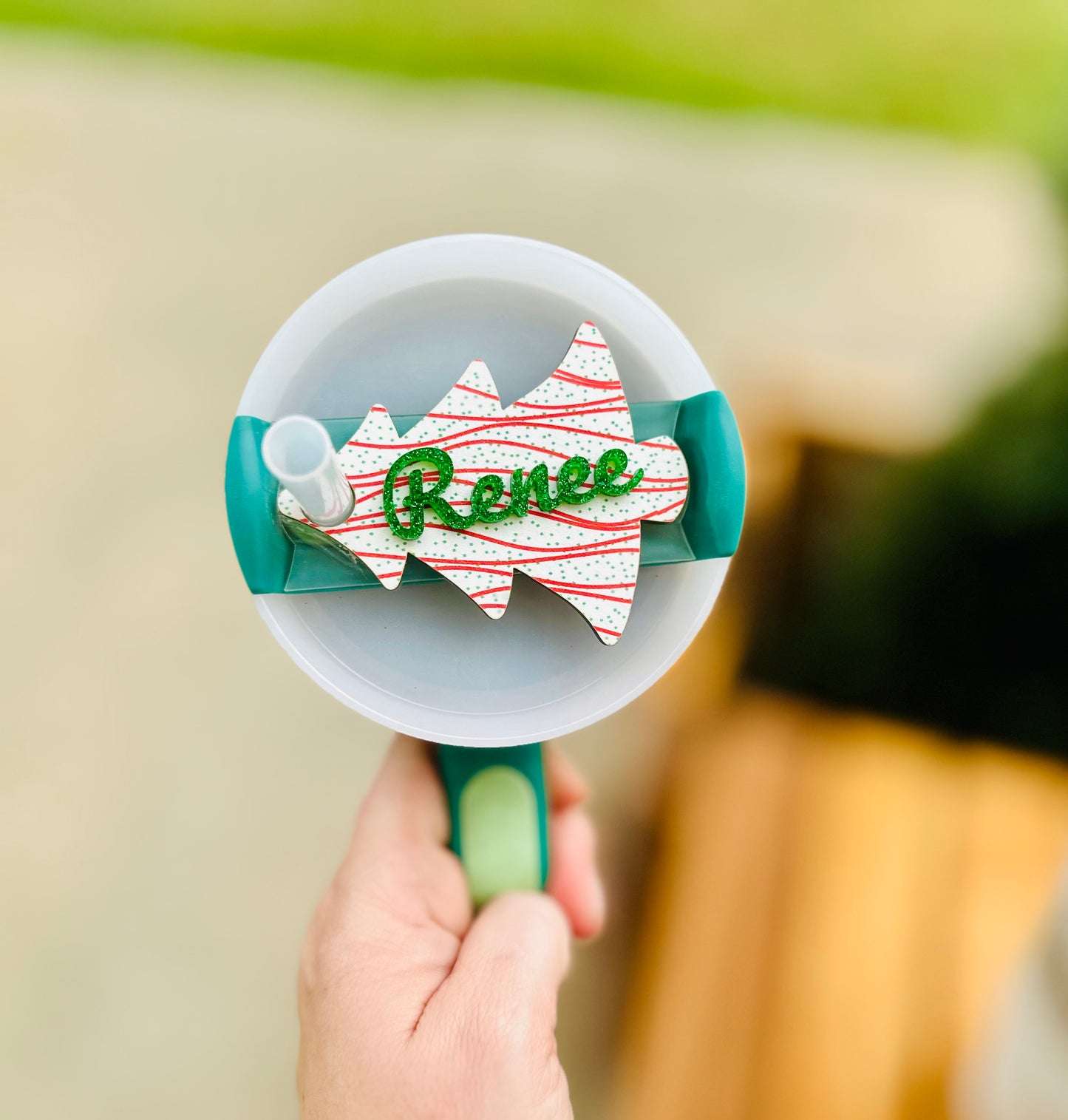 Christmas tree cake name topper