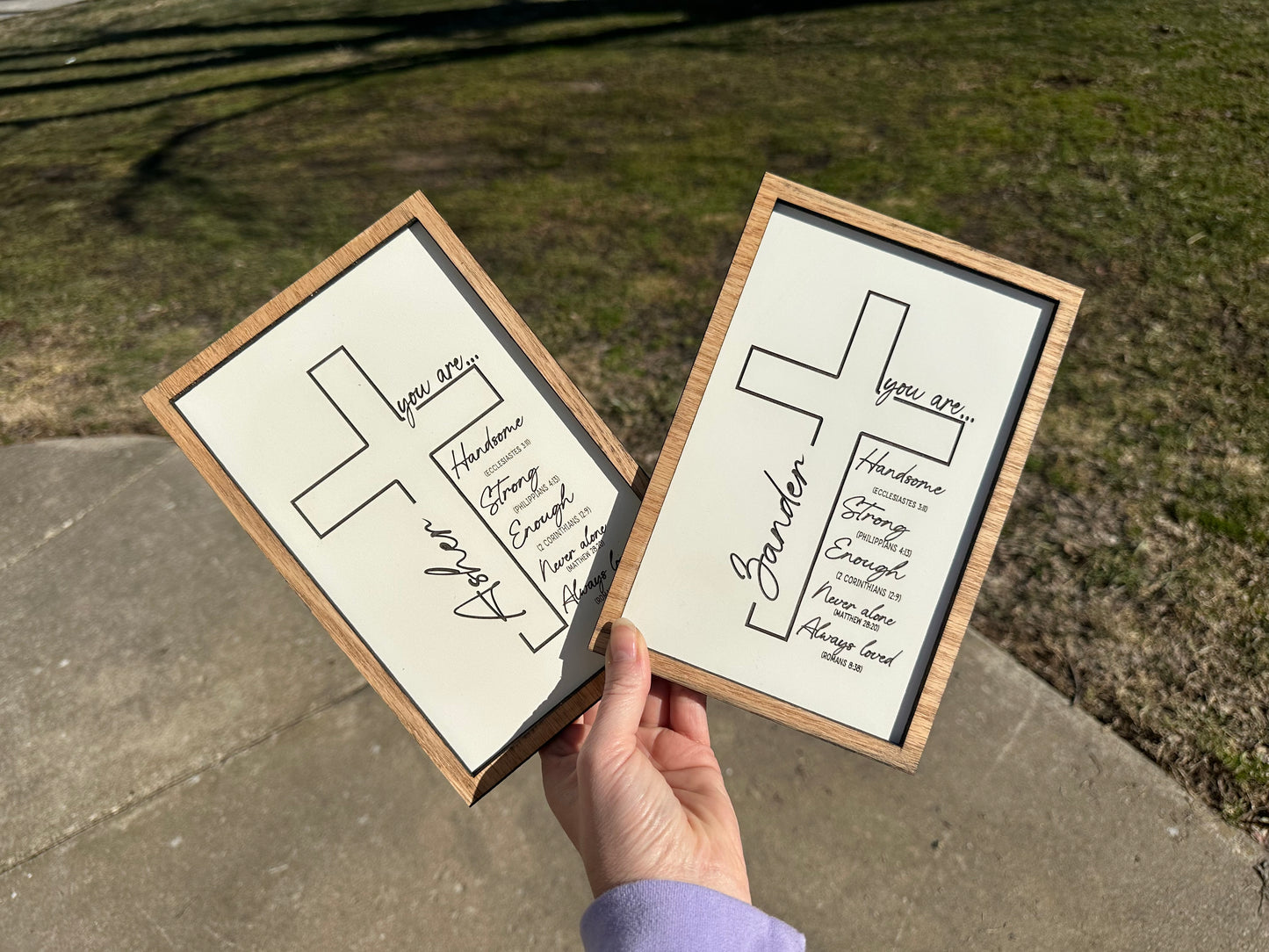 Affirmation scripture cross plaque