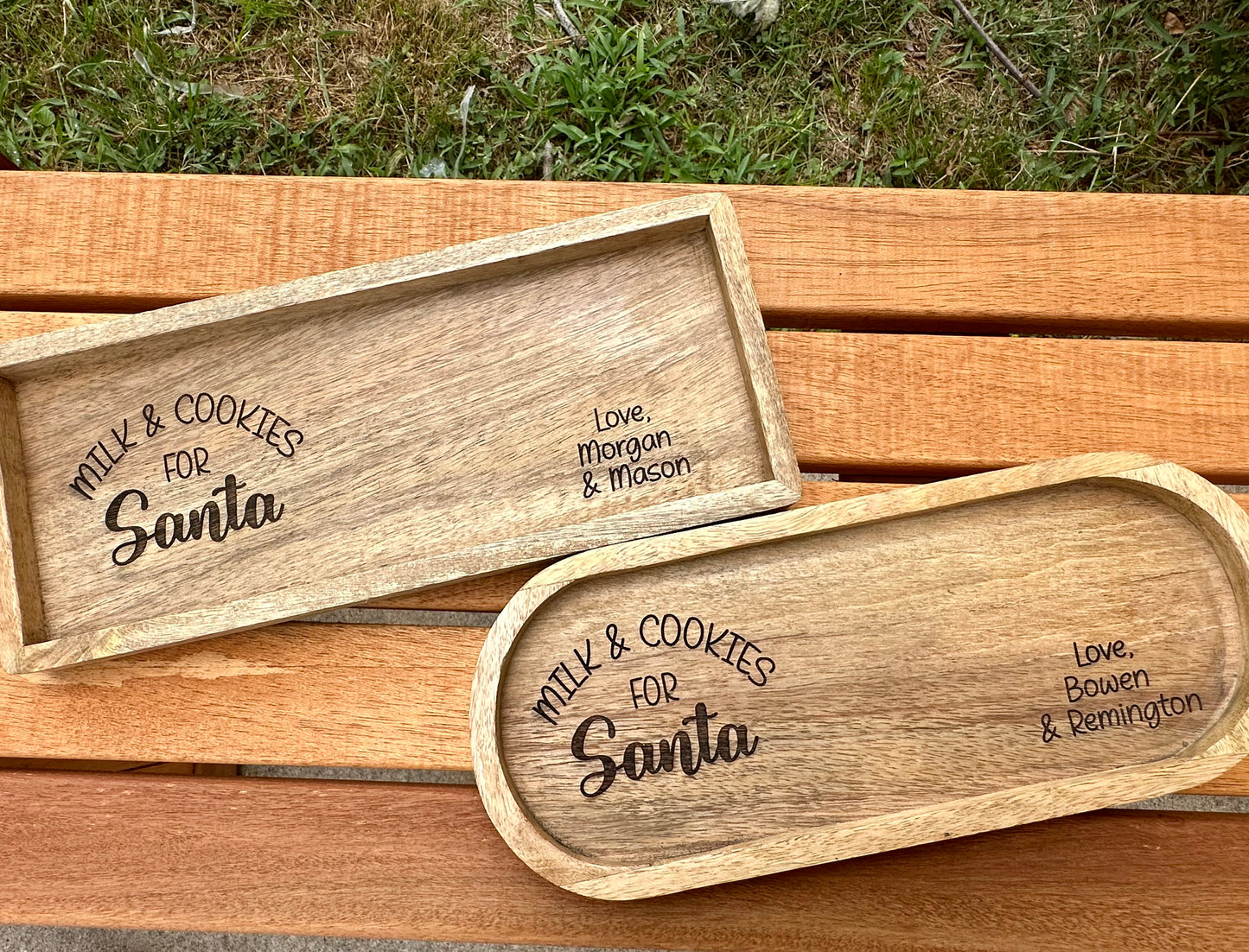 Milk & cookies for Santa wood serving trays