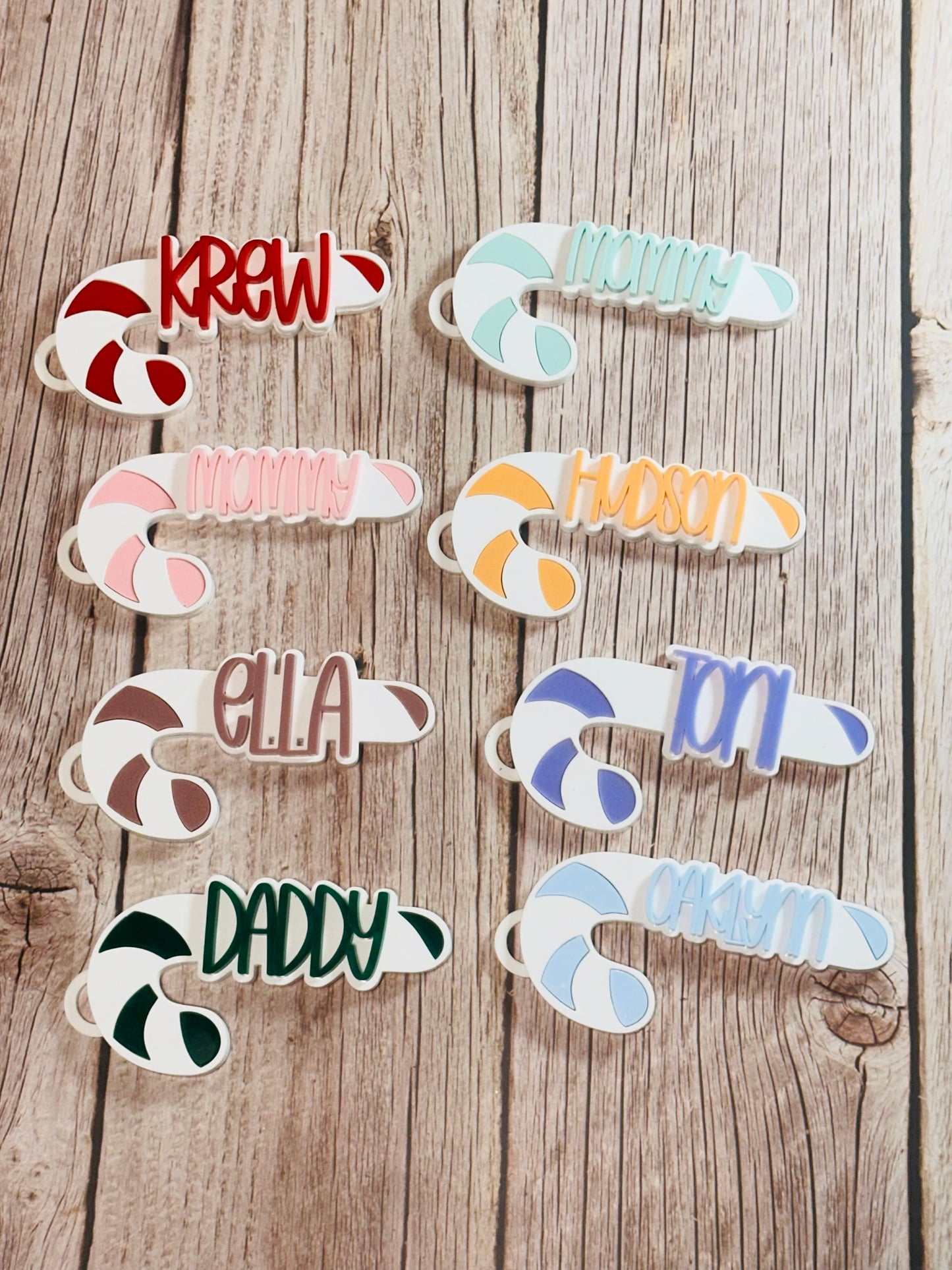 Candy cane acrylic name ornaments
