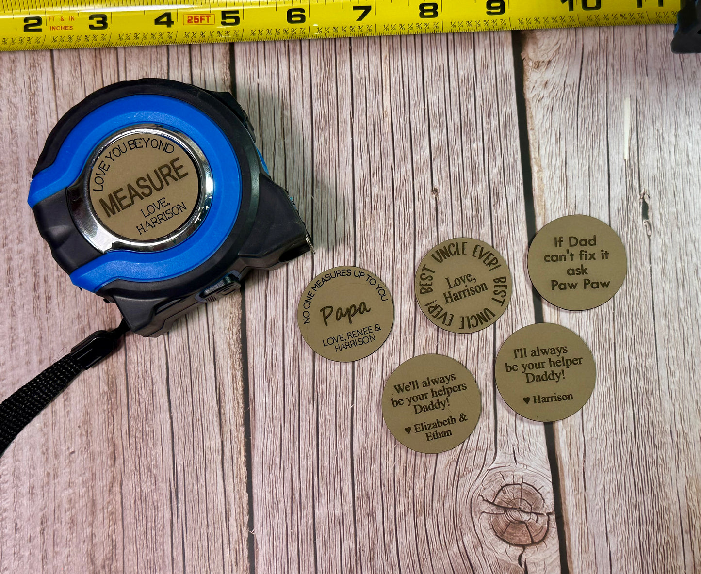 Tape measures with leather patch