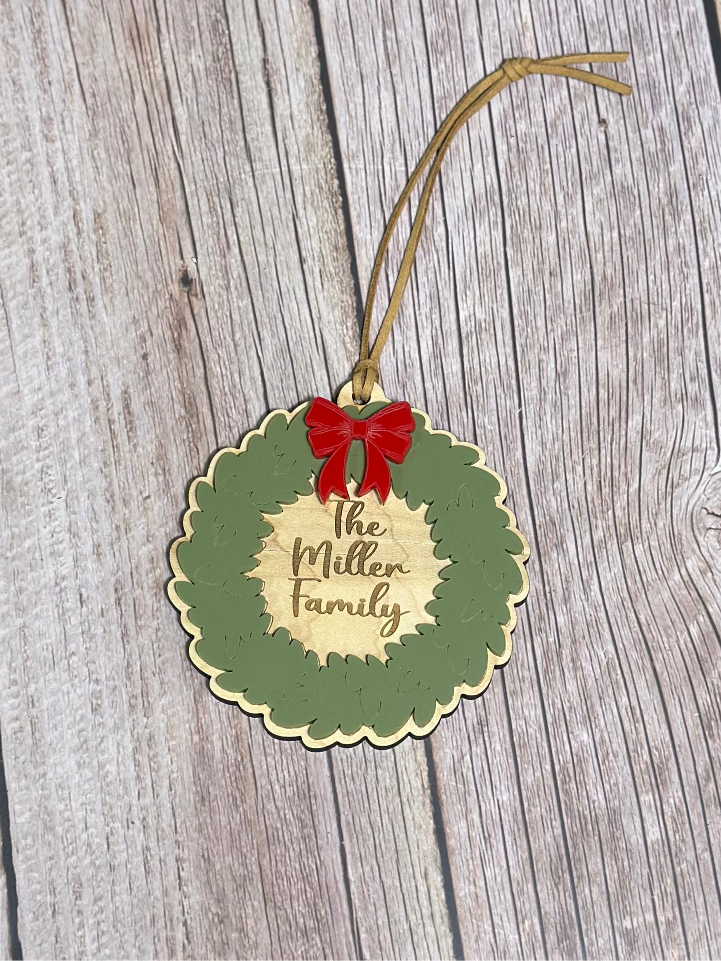 Christmas wreath family ornament
