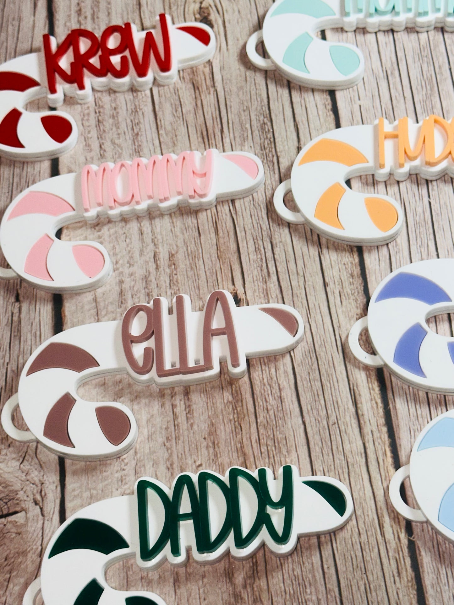 Candy cane acrylic name ornaments