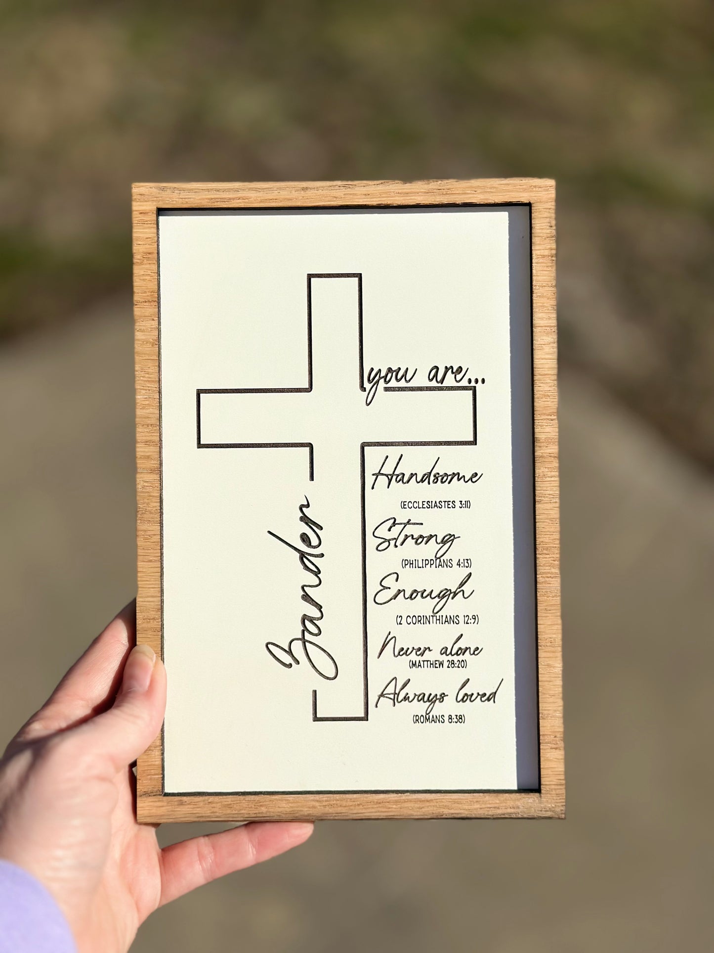 Affirmation scripture cross plaque