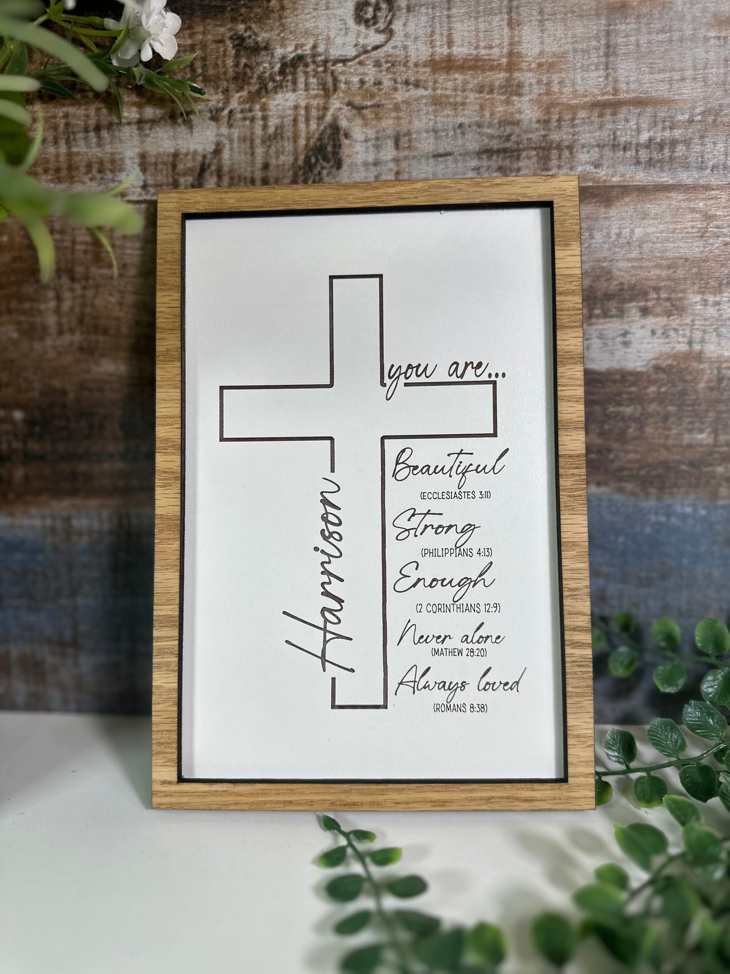 Affirmation scripture cross plaque