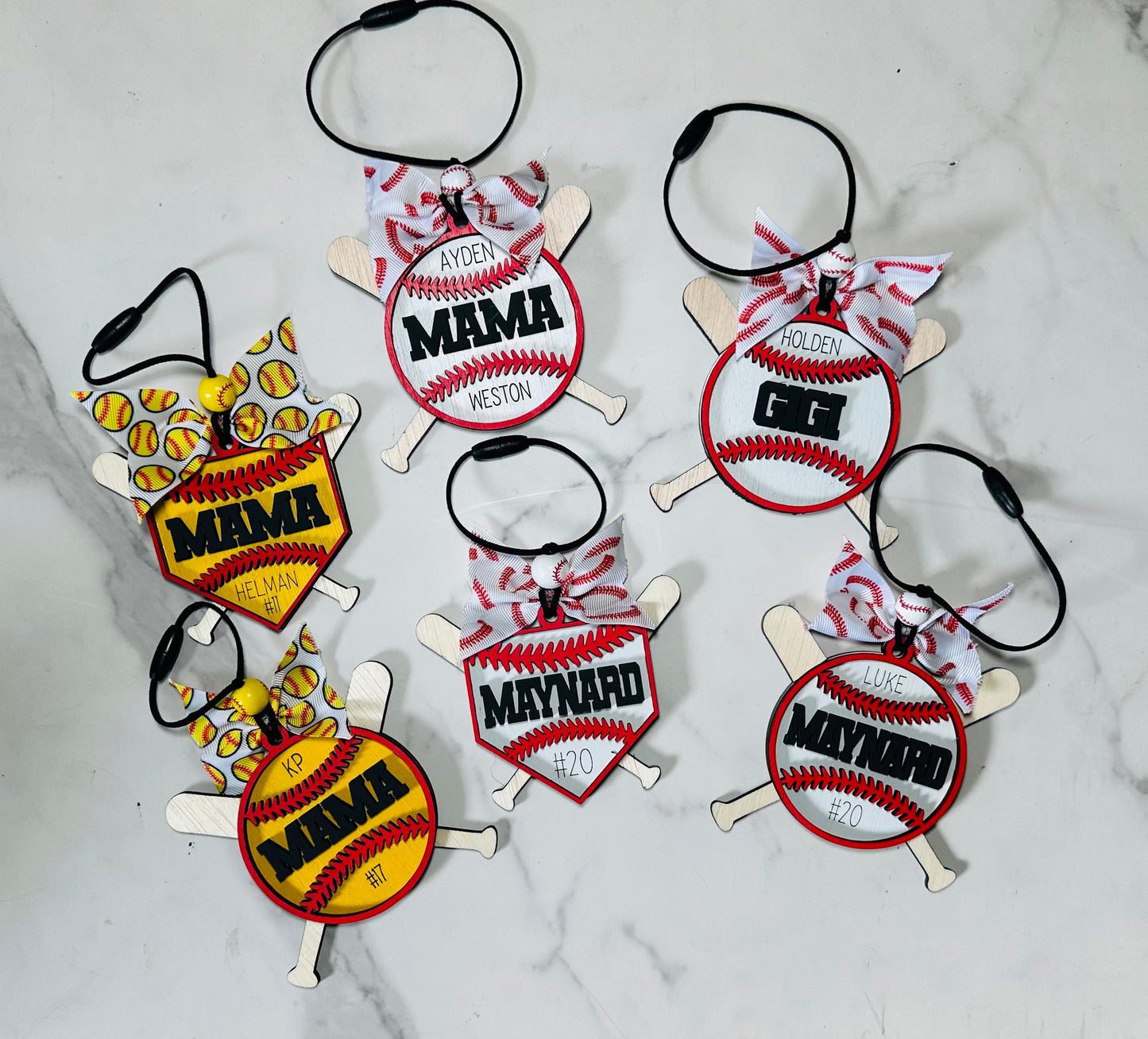 Baseball/softball car charms