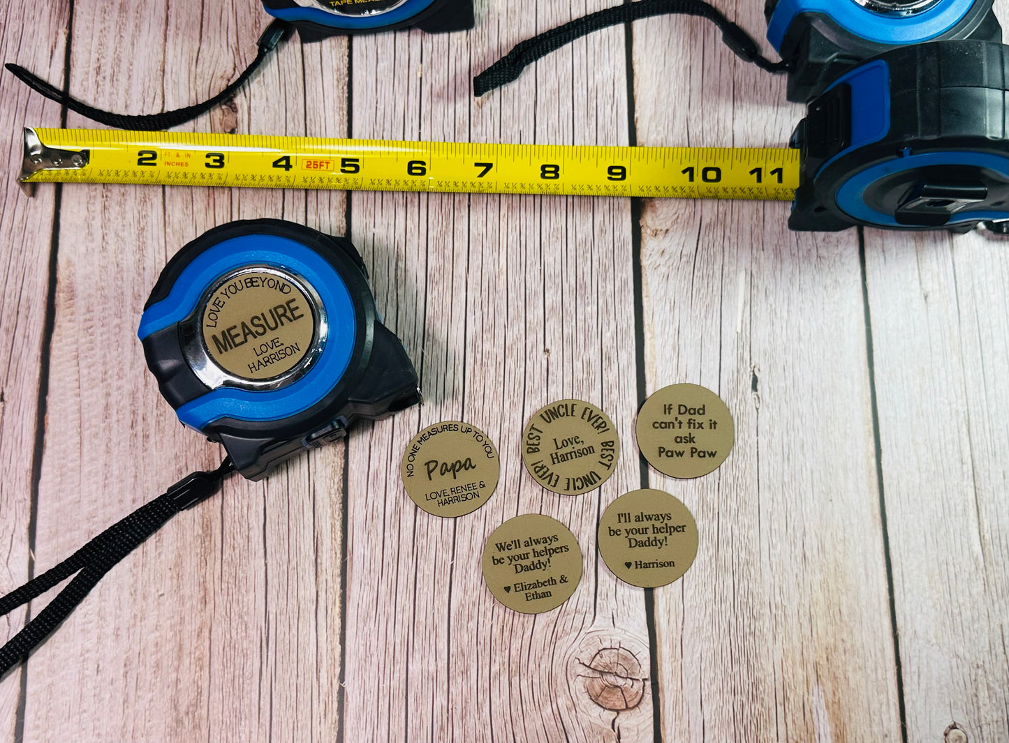 Tape measures with leather patch