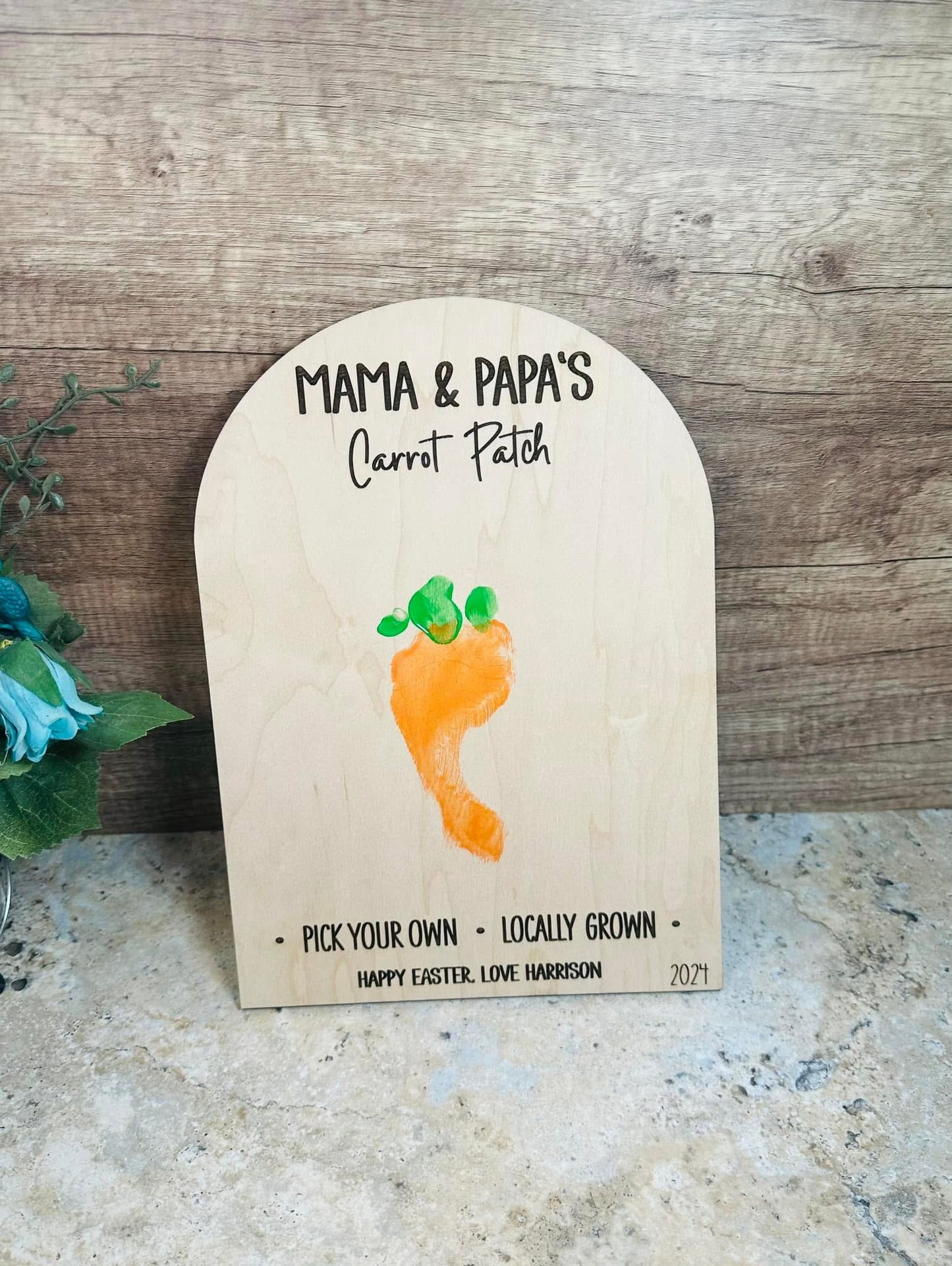 Carrot patch Easter footprint plaque