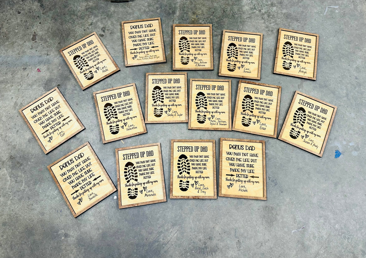 Stepped up or bonus dad plaques