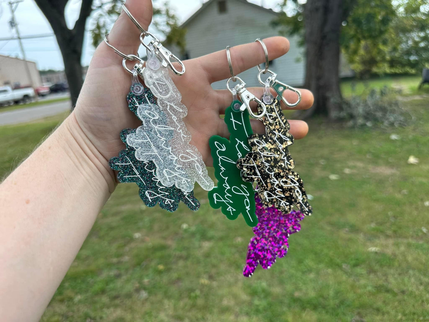Handwritten acrylic keychains