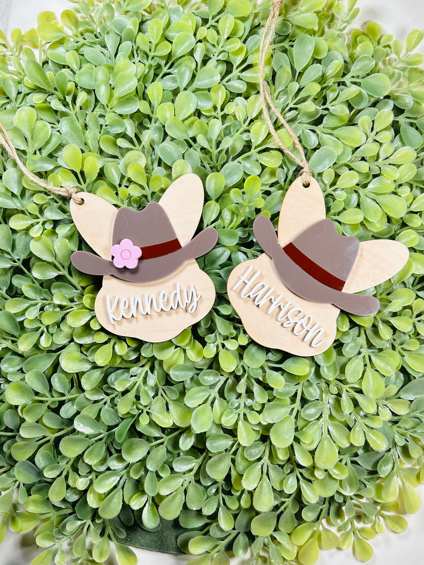 Cowboy hat Easter bunny tags