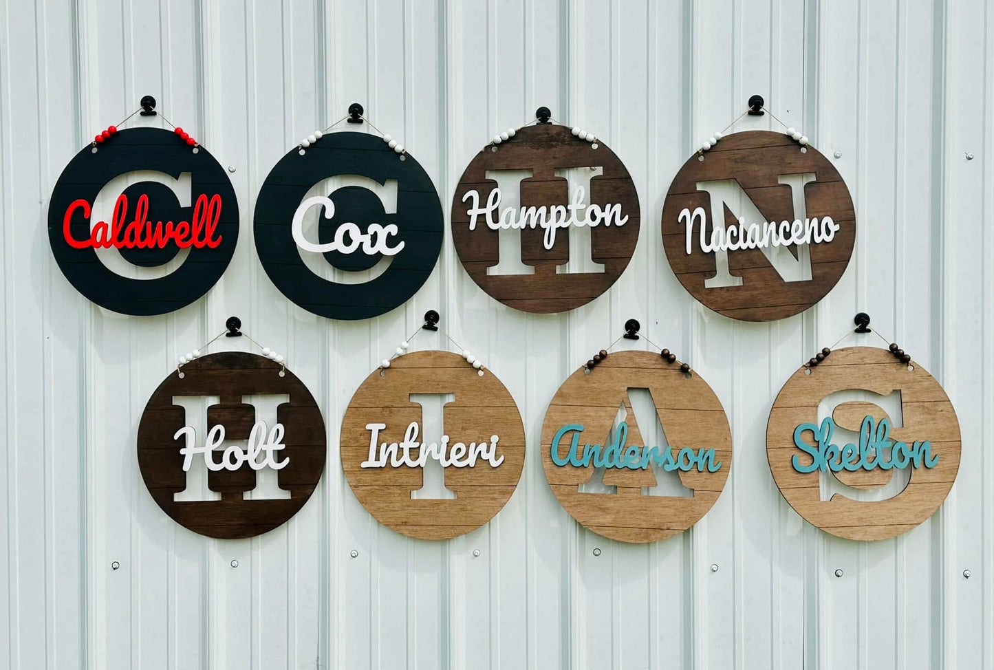 Faux shiplap initial monogram door hanger