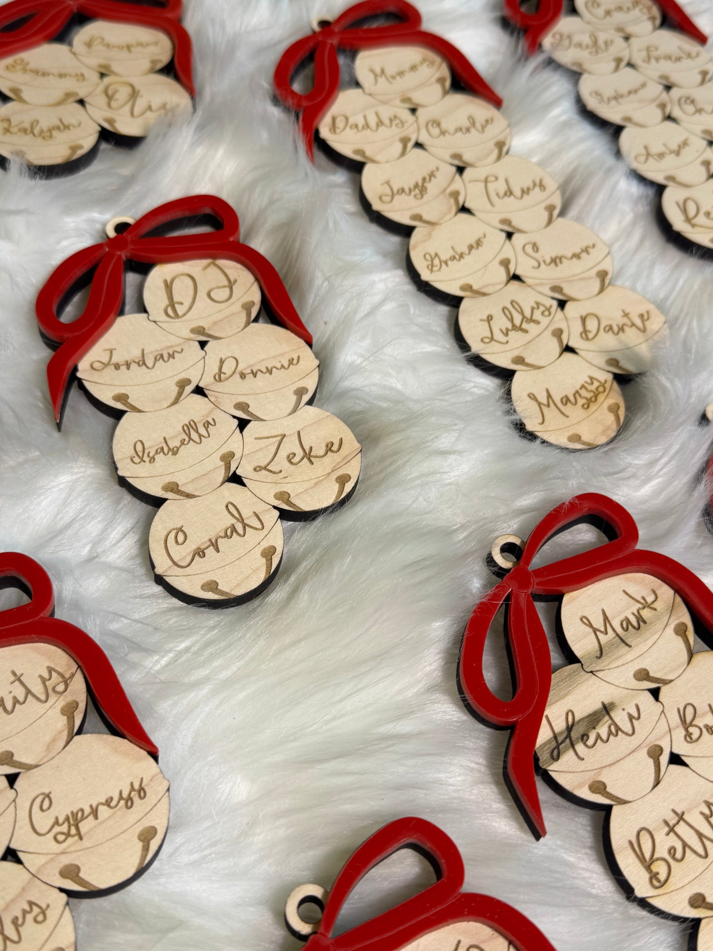 Jingle bells family ornaments