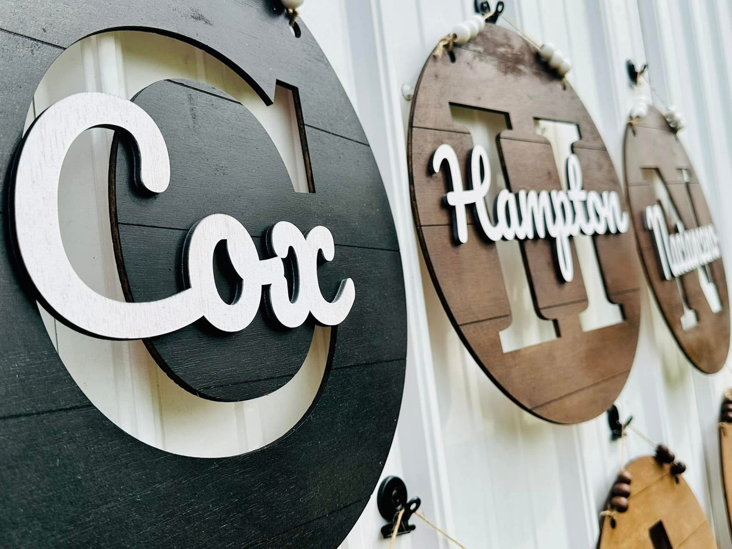Faux shiplap initial monogram door hanger