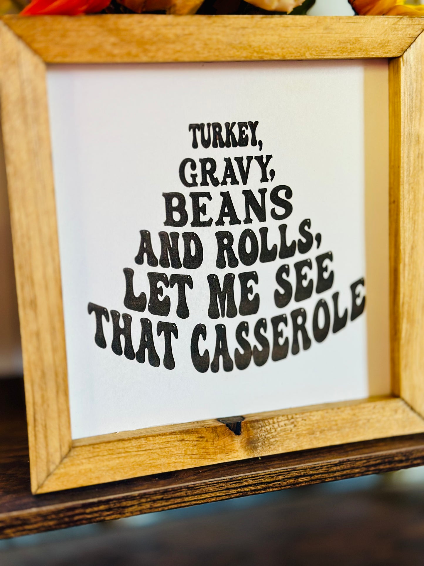 Turkey, gravy, beans and rolls plaque
