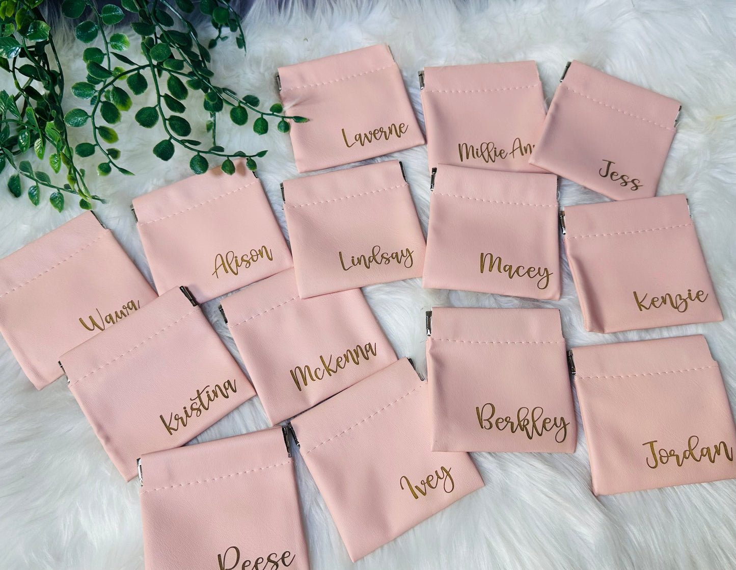 Small jewelry/pill travel pouches- blush pink