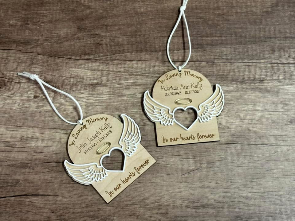 Angel wing Photo memorial ornament