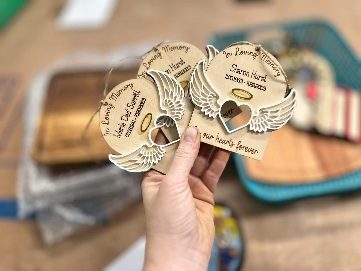 Angel wing Photo memorial ornament