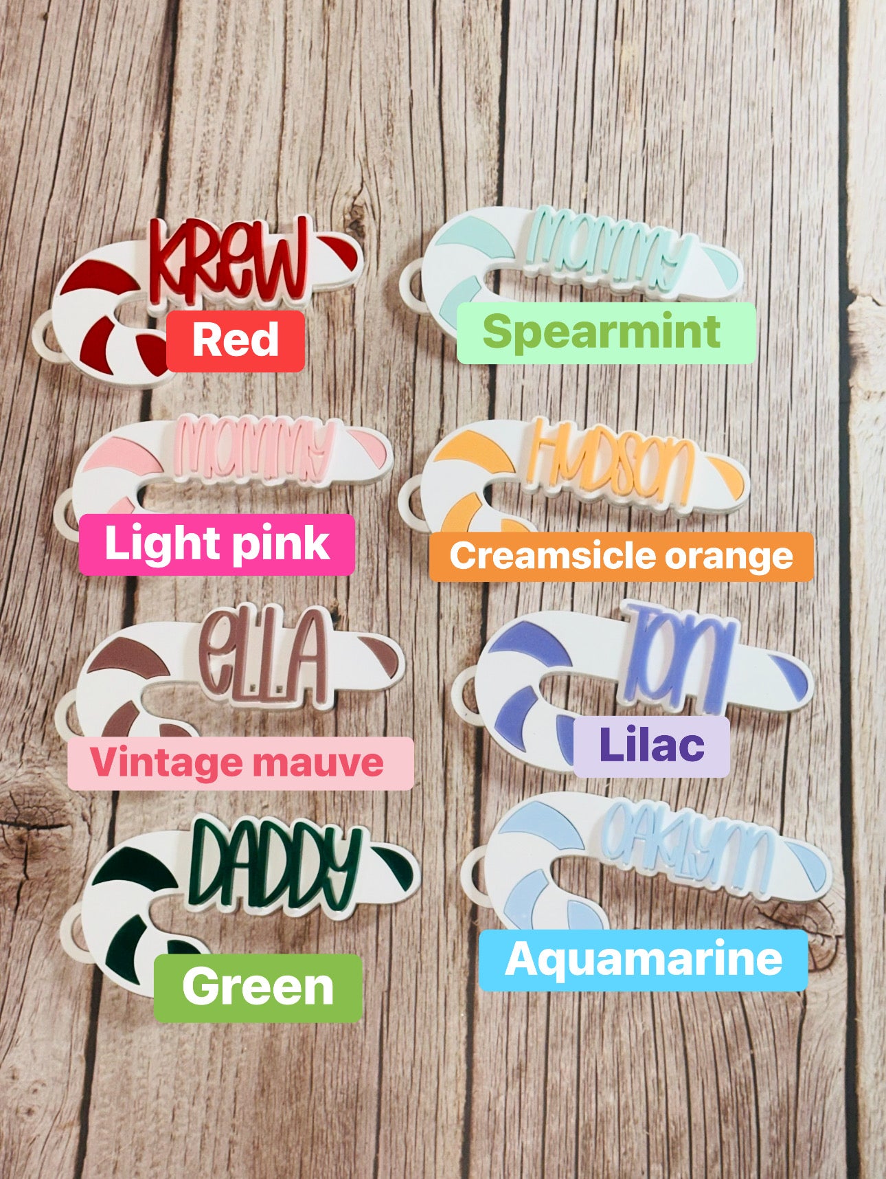 Candy cane acrylic name ornaments