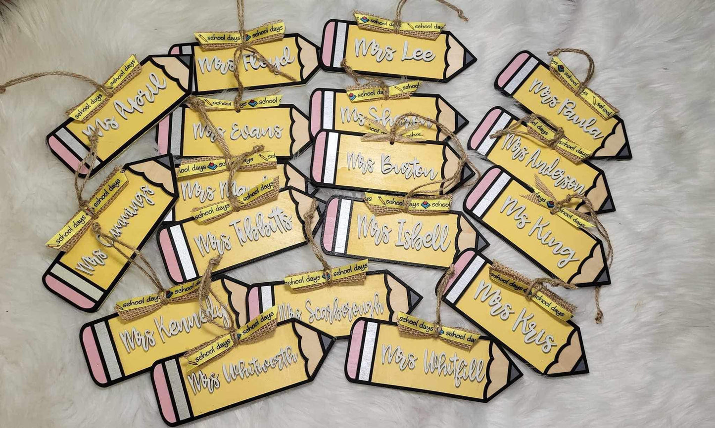 Teacher pencil ornament