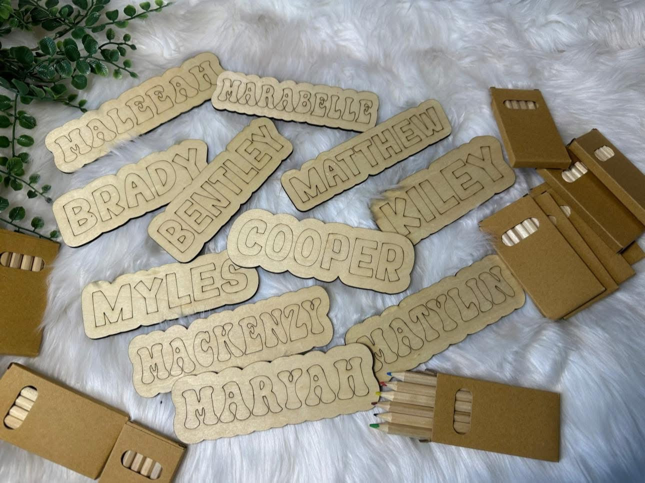 DIY kids name magnets with colored pencils