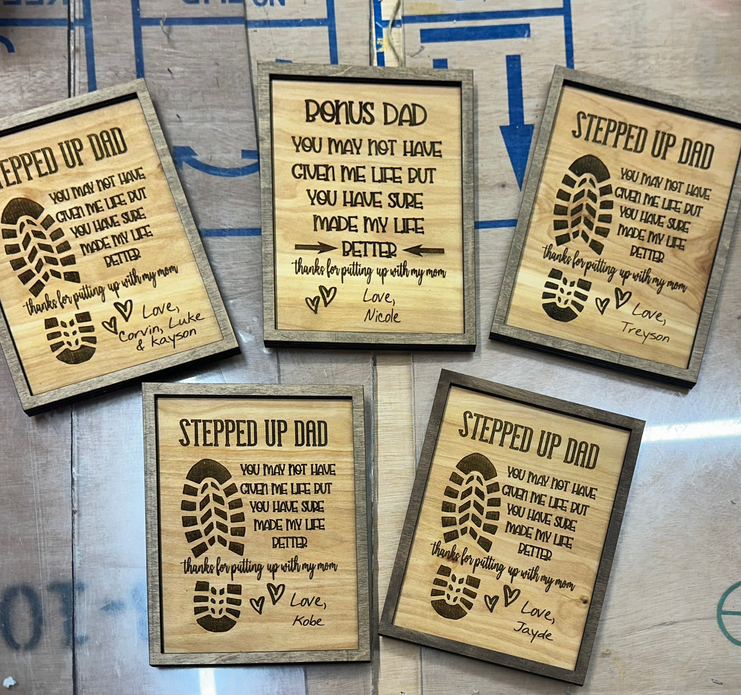 Stepped up or bonus dad plaques