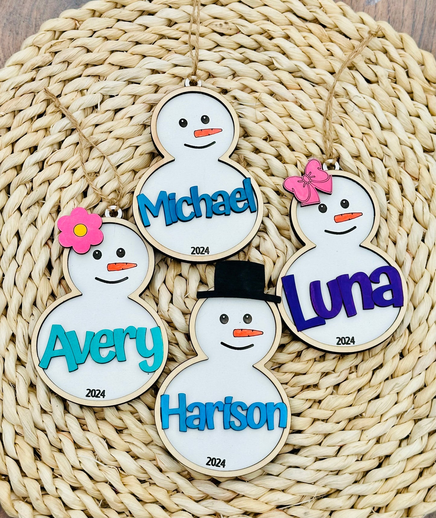 Snowman name ornaments