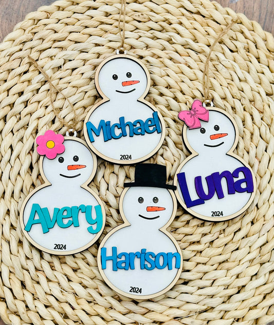 Snowman name ornaments