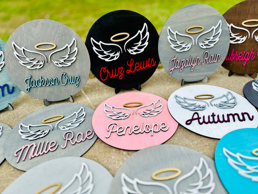 Angel wing 12” memorial round