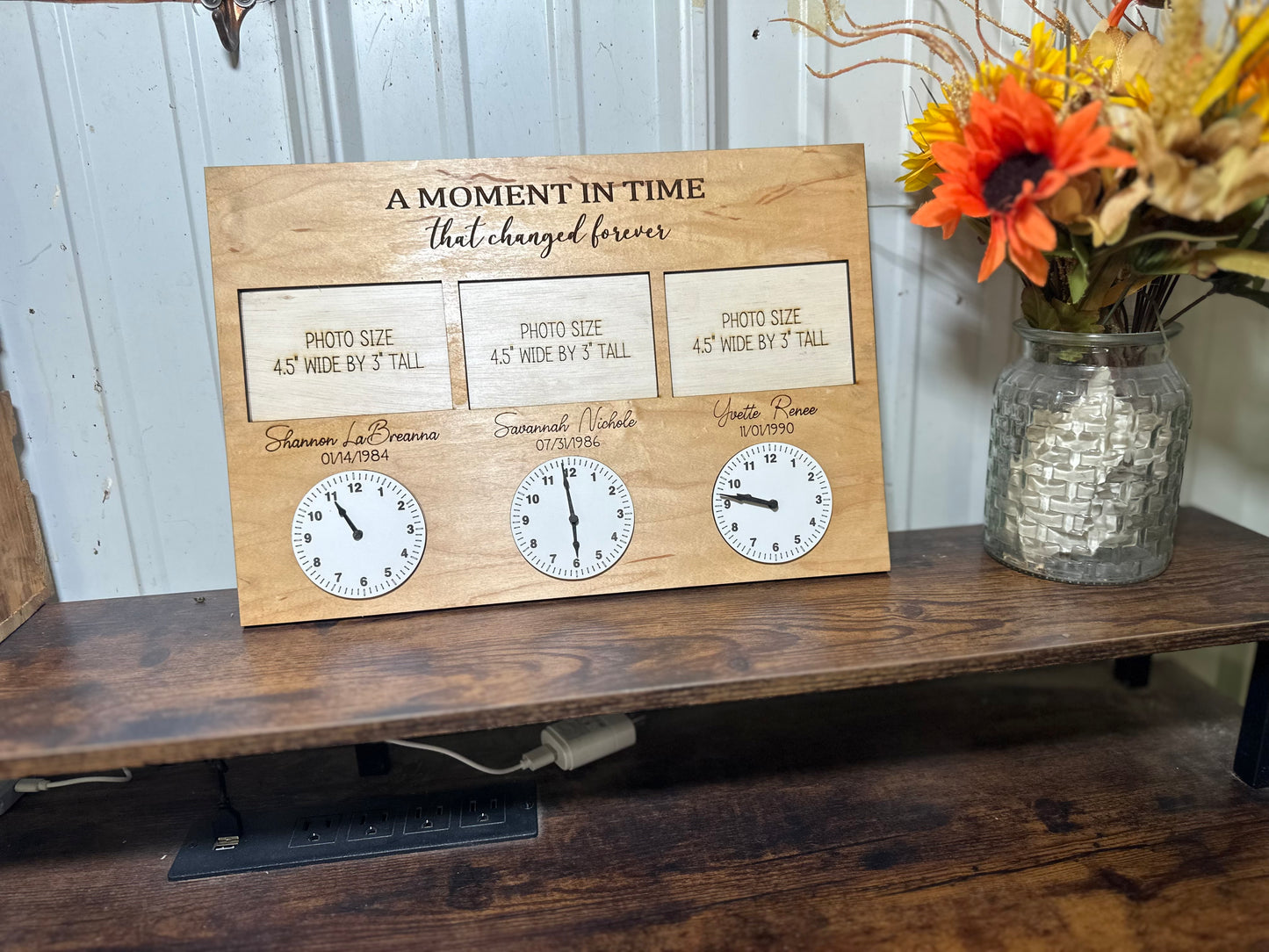 A moment in time clock plaques