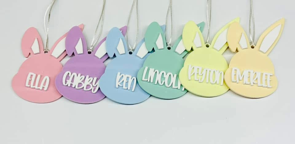 Acrylic Easter bunny basket tags