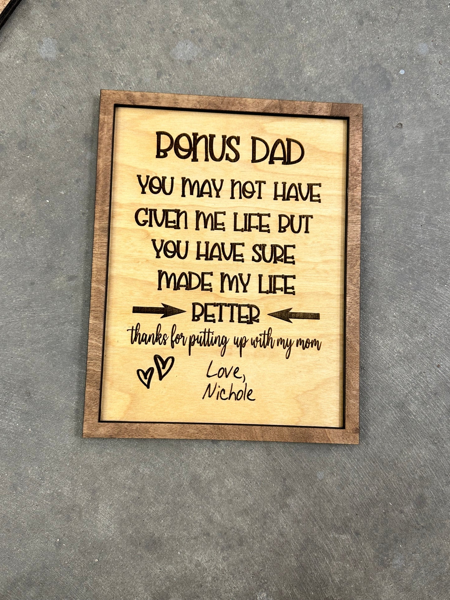 Stepped up or bonus dad plaques