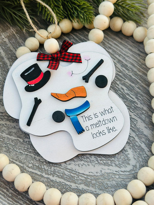 Meltdown snowman ornament